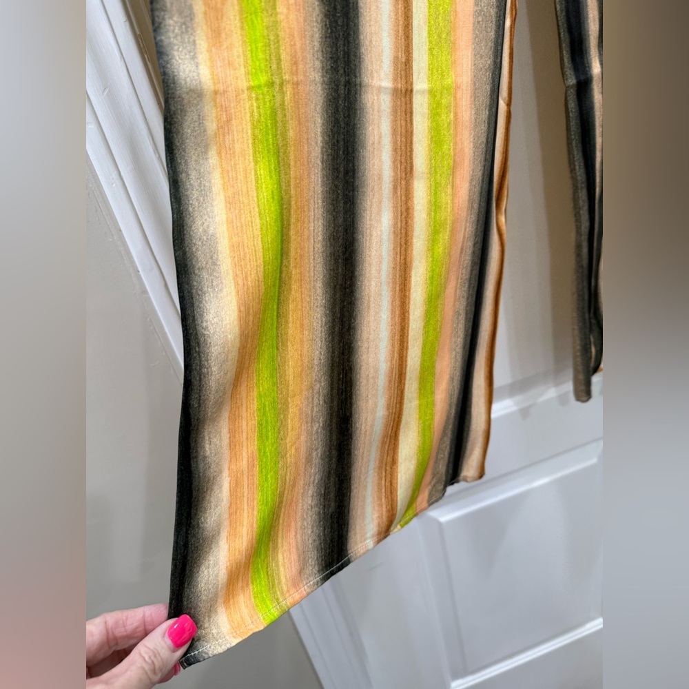 Topshop ASOS Satin Tie-Waist Wide Leg Peachy Striped Pants Size 8-10 - Picture 4 of 14